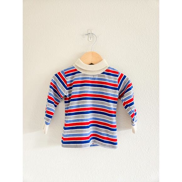 Vintage Health-tex Toddler Red And Blue Striped Turtleneck - Picture 1 of 4
